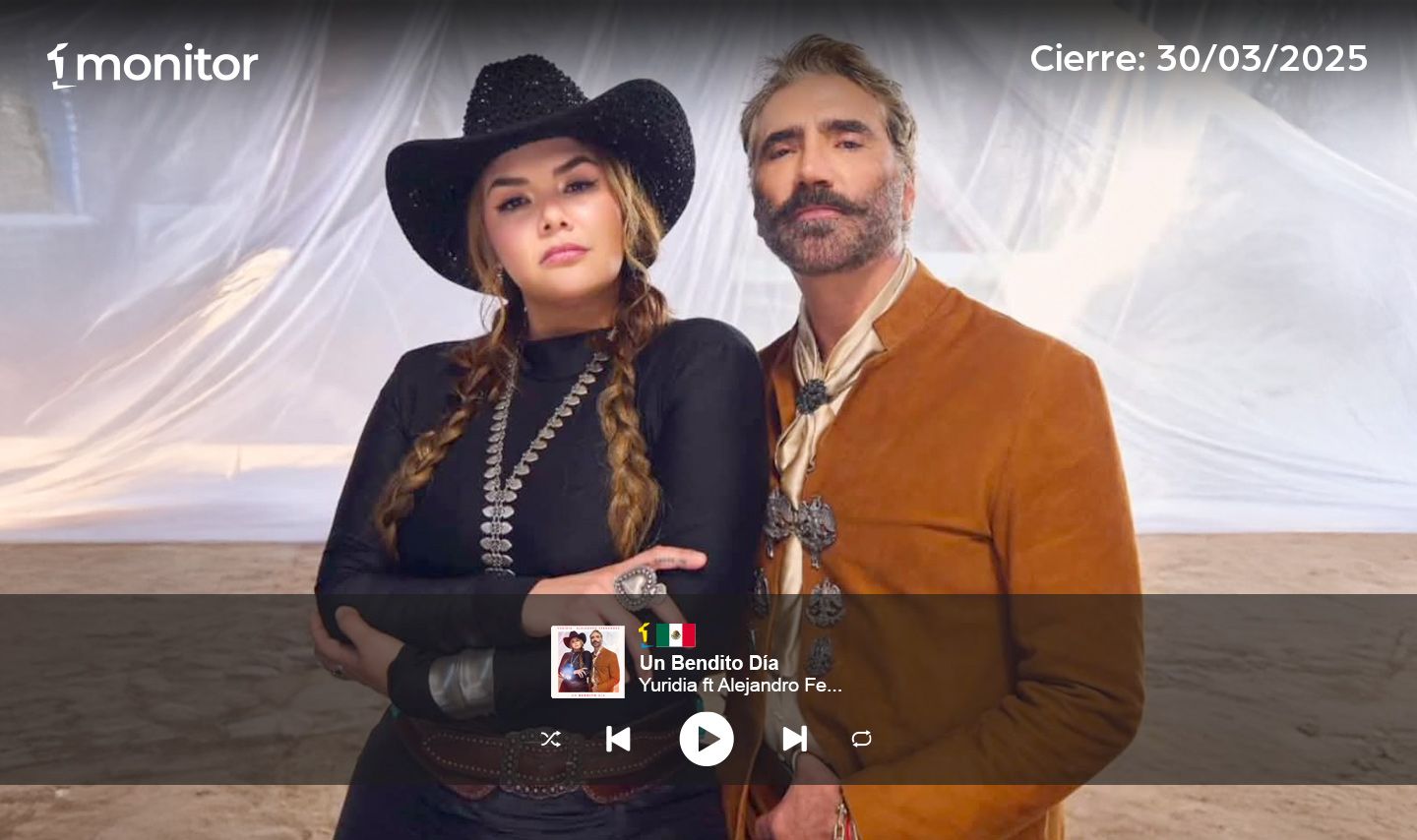 Hoy, “Un Bendito Día”, Yuridia y Alejandro Fernández son #1 en México