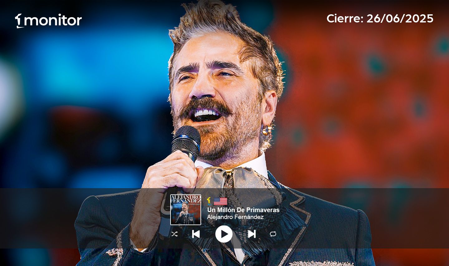 “Un Millón de Primaveras” en versión de Alejandro Fernández se convierte en #1 en USA