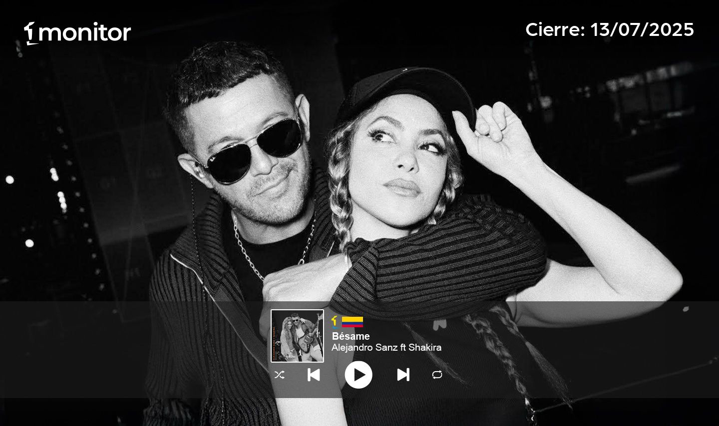 Alejandro Sanz y Shakira llegan al #1 en Colombia con “Bésame”