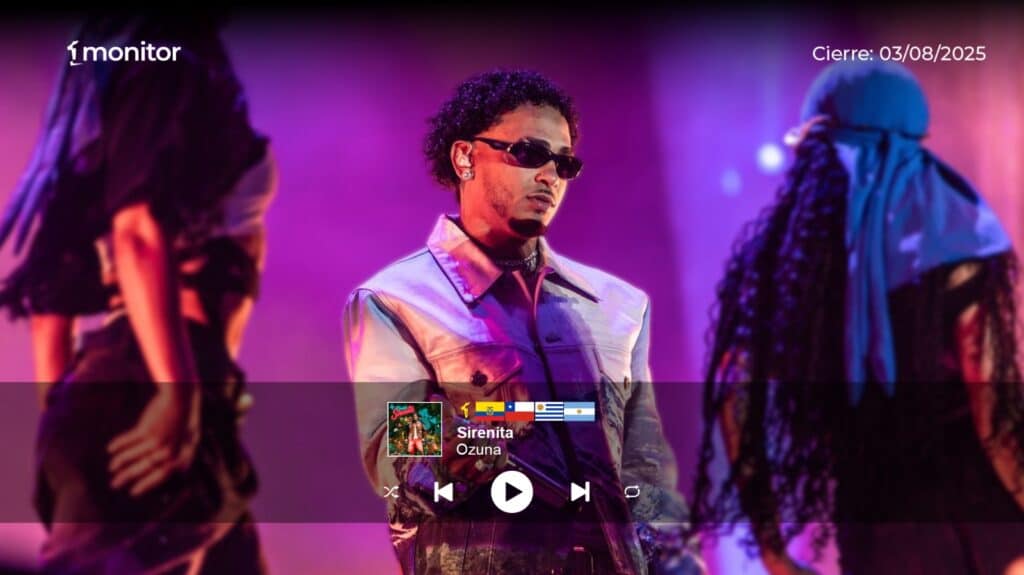 Ozuna lidera el Top monitorLATINO con su éxito “Sirenita” en verano 2025.
