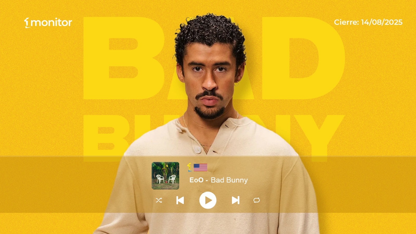 Bad Bunny conquista el #1 en USA de Monitor Latino con “Eoo”: el poder del reguetón latino sigue imparable