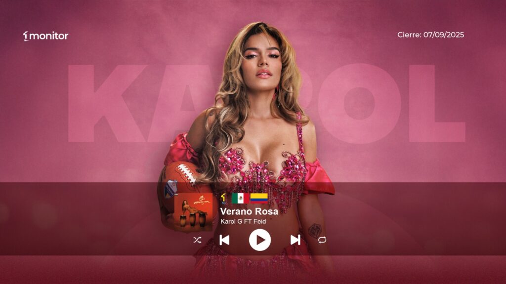 Karol G, Feid, Myke Towers, Ozuna, Cazzu y más artistas lideran el Top 20 General de monitorLATINO en la semana del 7 de septiembre de 2025.