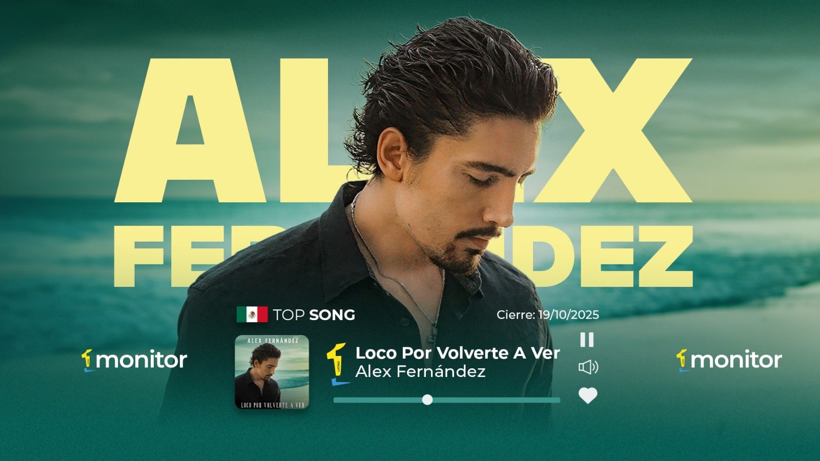 “Loco Por Volverte a Ver” de Alex Fernández conquista el Top 20 General monitorLATINO México
