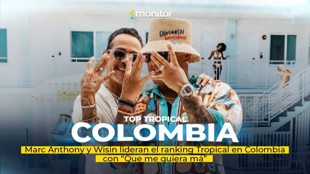 Marc Anthony y Wisin celebran el #1 del ranking Tropical de monitorLATINO Colombia con su colaboración “Que Me Quiera Má”.