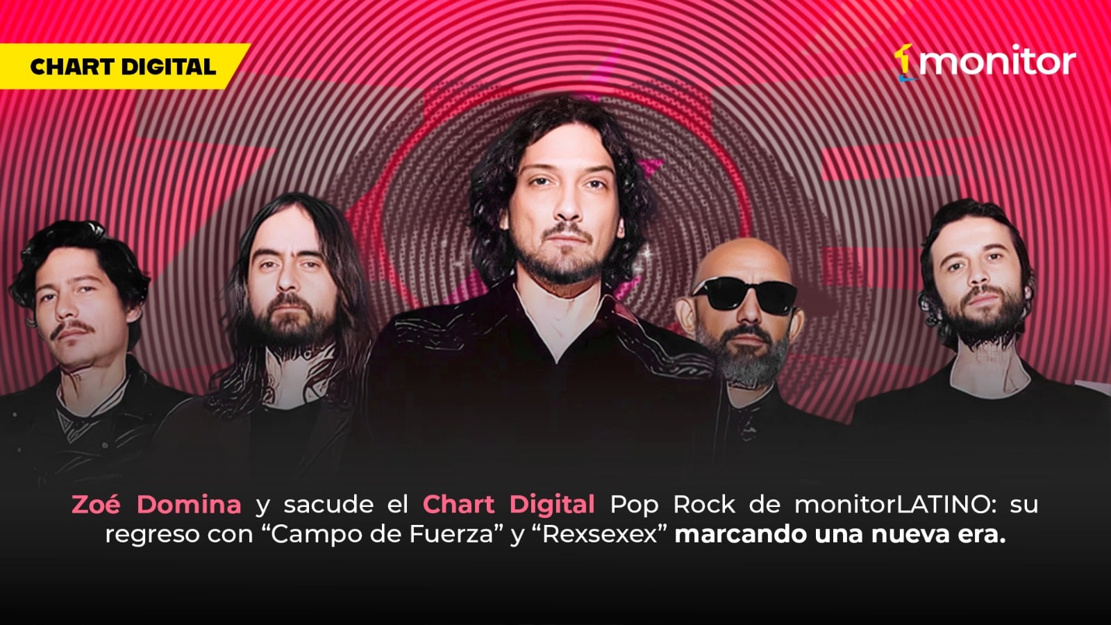 Zoé domina y sacude el Chart Digital Pop Rock de monitorLATINO: su regreso con “Campo de Fuerza” y “Rexsexex” marcando una nueva era.