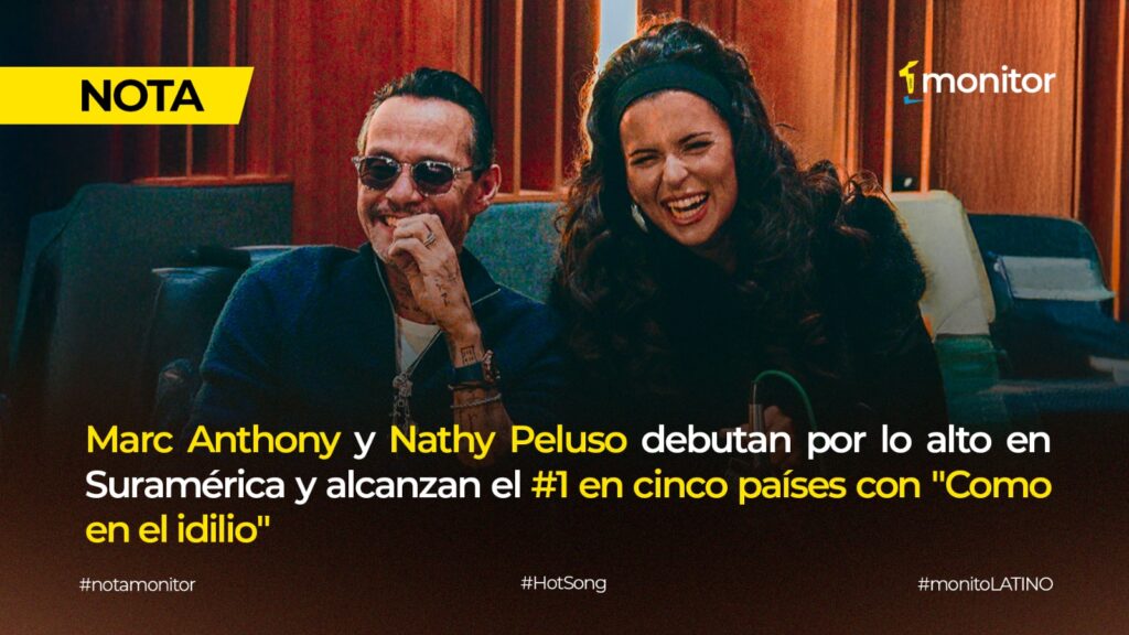 Marc Anthony y Nathy Peluso celebran el #1 en Suramérica con “Como en el Idilio” según monitorLATINO.