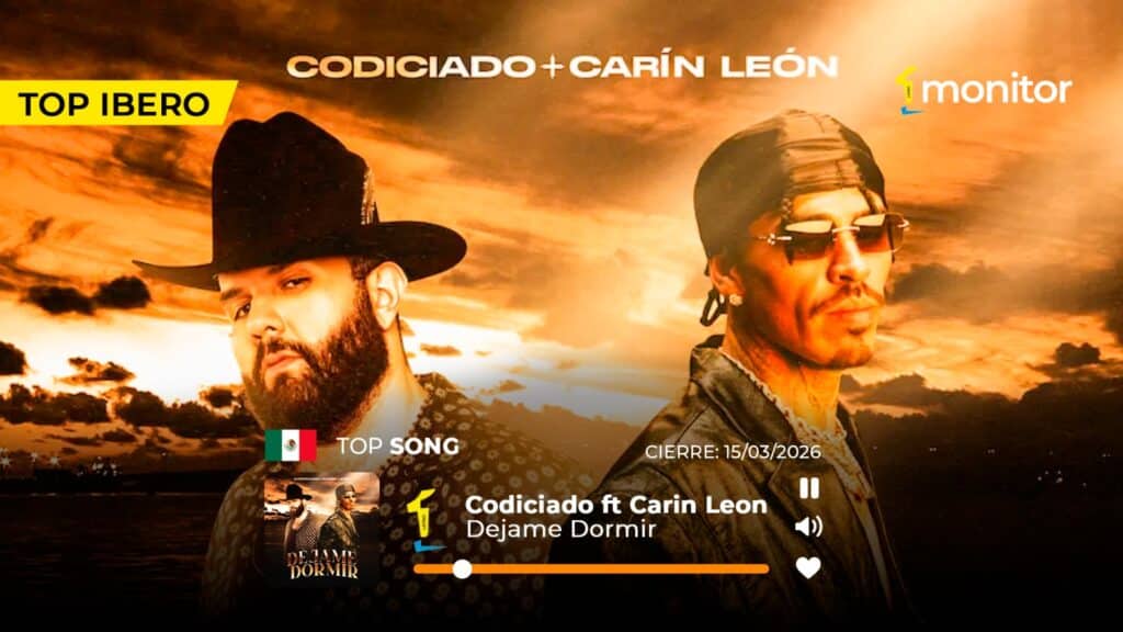 Codiciado y Carin León lideran el Top 20 General monitorLATINO México con “Déjame Dormir”