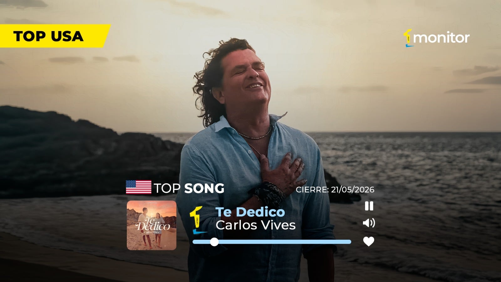 Carlos Vives conquista el #1 en USA con “Te Dedico”: una declaración de amor que conecta generaciones