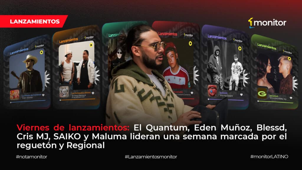Eden Muñoz, Maluma, Blessd, Cris MJ, SAIKO y El Quantum. Reguetón, regional mexicano y fusiones urbanas en las principales plataformas.