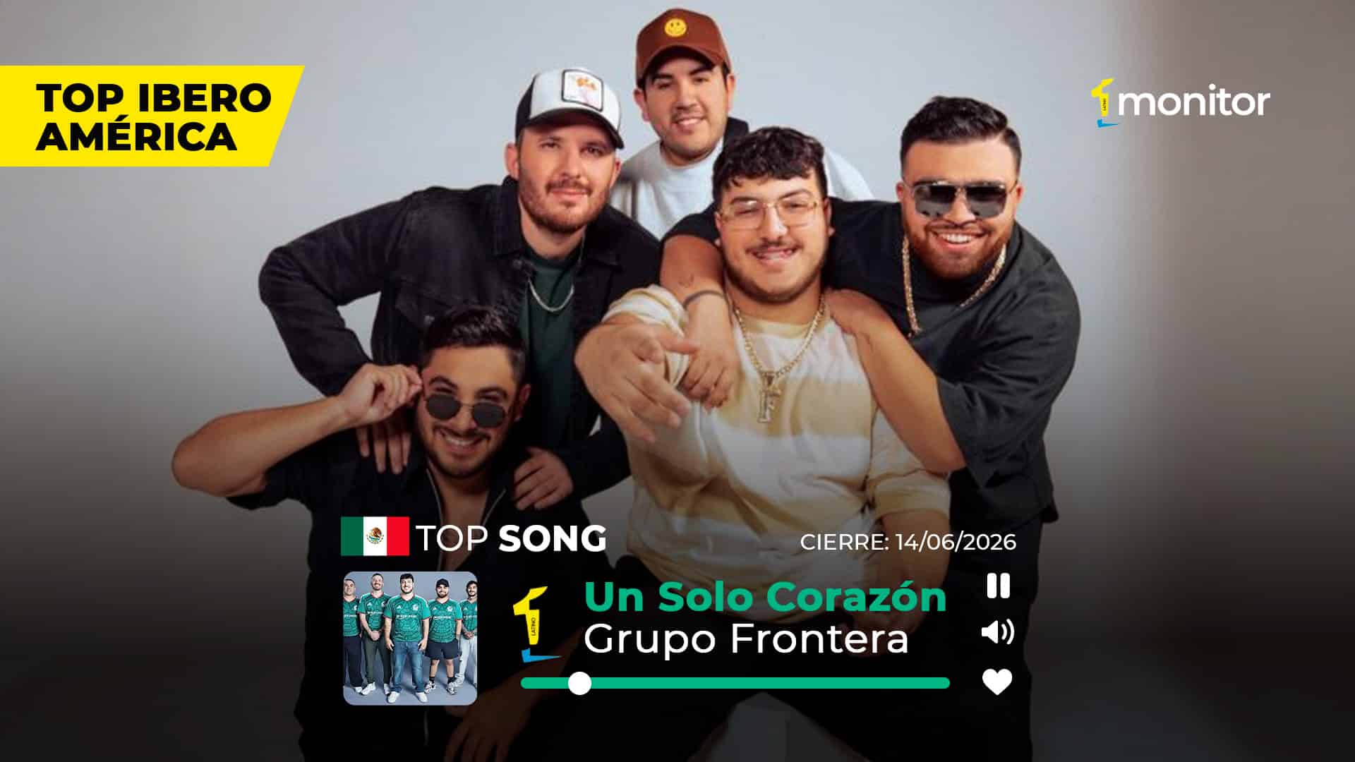 Grupo Frontera lidera Iberoamérica con “Un Solo Corazón”, el himno que une a la afición rumbo al Mundial 2026