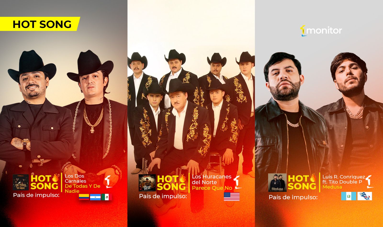 Del desamor al exceso: Los Dos Carnales, Los Huracanes del Norte y Luis R Conriquez dominan las HotSongs