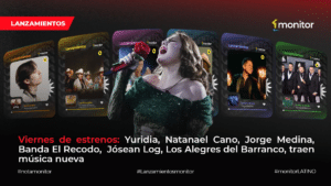 Collage con los principales nuevos lanzamientos musicales de la semana encabezados por Natanael Cano.