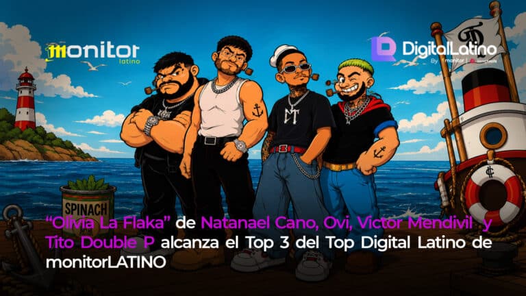 Olivia La Flaka de Natanael Cano, Ovi, Victor Mendivil y Tito Double P alcanza el Top 3 del Top Digital Latino de monitorLATINO
